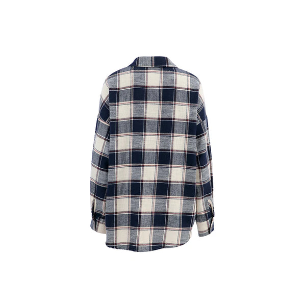 Oversized Vintage washed long sleeve button down plaid woven shirt main image 1